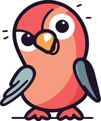 Cute cartoon bird. Vector illustration. Isolated on white background.