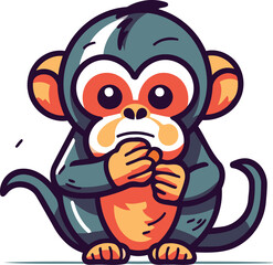 Monkey with a cup of coffee. Vector illustration in cartoon style