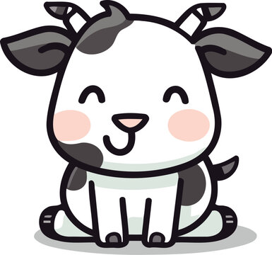 Cute cow cartoon character vector illustration. Cute cartoon cow mascot.