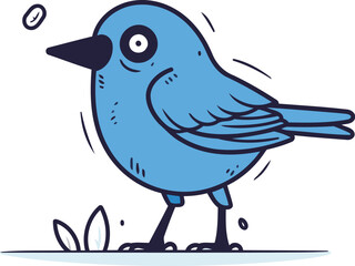 Cute little bird. Vector illustration in doodle style.