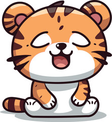 Cute little tiger character. Cute animal cartoon vector illustration.