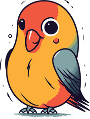 Vector illustration of a cute little parrot on a white background.