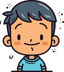 Character illustration design. Cute boy cartoon. happy and smiling. vector