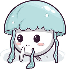 Illustration of a Cute Jellyfish Cartoon Mascot Character
