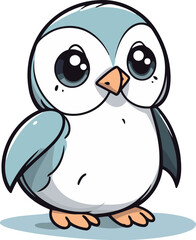 Cute cartoon penguin. Vector illustration isolated on white background.