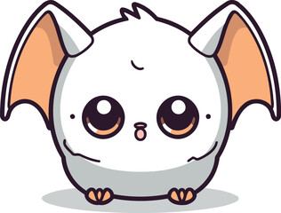 Cute cartoon bat. Vector illustration isolated on a white background.