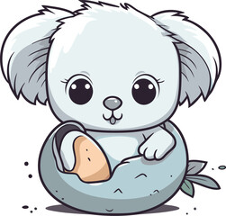 Cute koala cartoon sitting on the moon. Vector illustration.