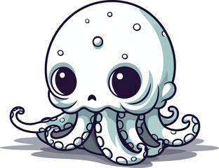 Cute cartoon octopus. Vector illustration isolated on white background.