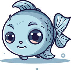 Cute cartoon fish. Vector illustration of a cute cartoon fish.