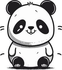 Cute cartoon panda sitting on white background. Vector illustration.