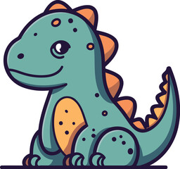 Cartoon dinosaur isolated on white background. Vector illustration in a flat style.