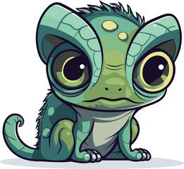 Cute cartoon chameleon. Vector illustration isolated on white background.