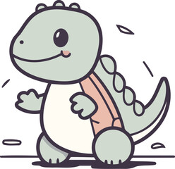 Cute Dinosaur Character Cartoon Vector Illustration. Cute Dinosaur Character.