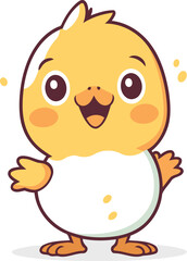 Cute little chicken character vector illustration. Cute cartoon chicken character.