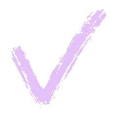 Doodle isolated on white background light purple element. Textured hand drawn checkmark sign, confirmation and consent.
