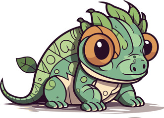 Cute cartoon chameleon. Vector illustration isolated on white background.