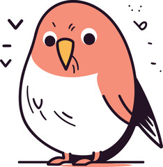 Cute little bird. Vector illustration in doodle style.