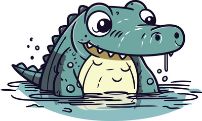 Crocodile in water. Vector illustration on white background.