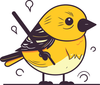 recommend clip art: Cute little goldfinch. Vector illustration in cartoon style.