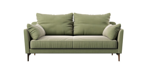Modern green sofa or couch isolated on transparent background PNG