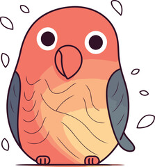 Cute cartoon parrot. Vector illustration isolated on white background.