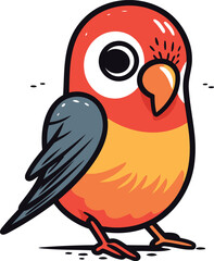 Fototapeta premium Vector illustration of cute cartoon red parrot isolated on white background.