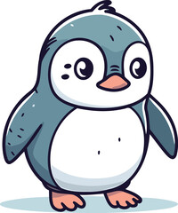 Cute cartoon penguin. Vector illustration isolated on white background.