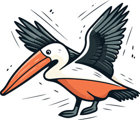 Pelican vector illustration. Hand drawn vector illustration of pelican.