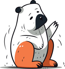 Cute cartoon polar bear isolated on white background. Vector illustration.