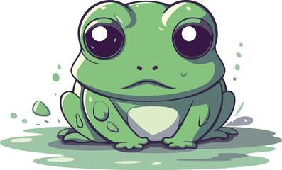 Cute cartoon frog isolated on a white background. Vector illustration.