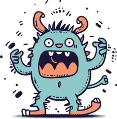 Funny cartoon monster. Vector illustration. Isolated on white background.