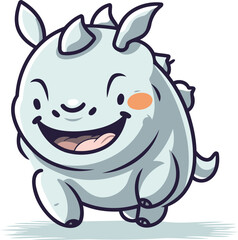 Cute Rhinoceros Cartoon Mascot Character Vector Illustration
