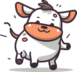 Cute cartoon cow. Vector illustration. Isolated on white background.