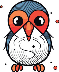 Cute cartoon penguin. Vector illustration. Isolated on white background.