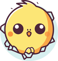 Cute kawaii chicken icon. Vector illustration in cartoon style
