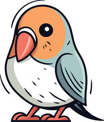 Vector illustration of cute cartoon parrot. Isolated on white background.
