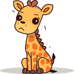 Fototapeta premium Cute Giraffe Sitting Cartoon Mascot Character Vector Illustration