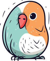 Cute cartoon parrot. Vector illustration isolated on white background.