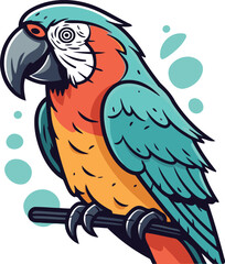 Colorful parrot isolated on a white background. Vector illustration.