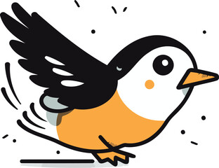 Cute cartoon little bird. Vector illustration isolated on white background.