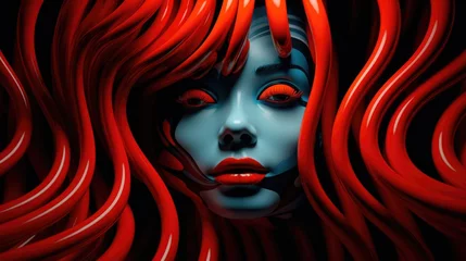 A woman with red hair and blue eyes, AI © starush