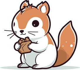 Squirrel with a nut. Vector illustration on a white background.
