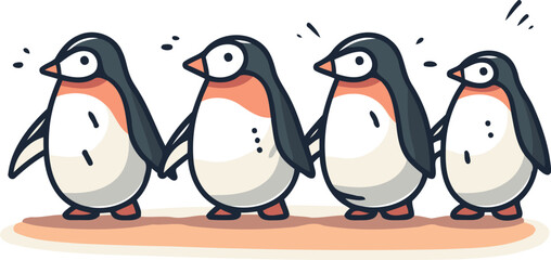 Naklejka premium Cute penguins. Vector illustration isolated on a white background.