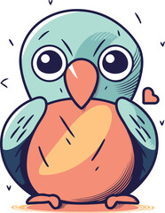 Cute cartoon parrot. Vector illustration. Isolated on white background.