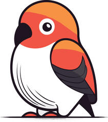 Vector illustration of a cute little bullfinch on white background.