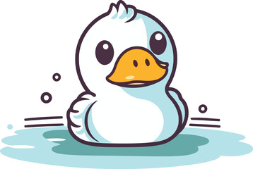 Cute cartoon duck. Vector illustration. Isolated on white background.
