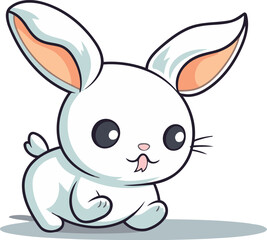 Cute white bunny character. Vector illustration. Cartoon style isolated on white background.