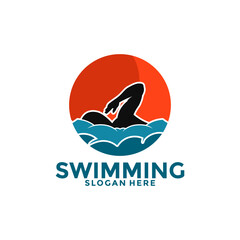 swimming logo icon vector, Swim logo design template