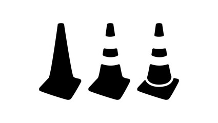 safety cone, black isolated silhouette set