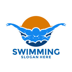 swimming logo icon vector, Swim logo design template
